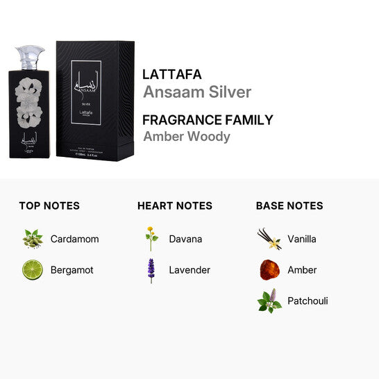 ANSAAM SILVER BY LATTAFA PRIDE 100MLS
