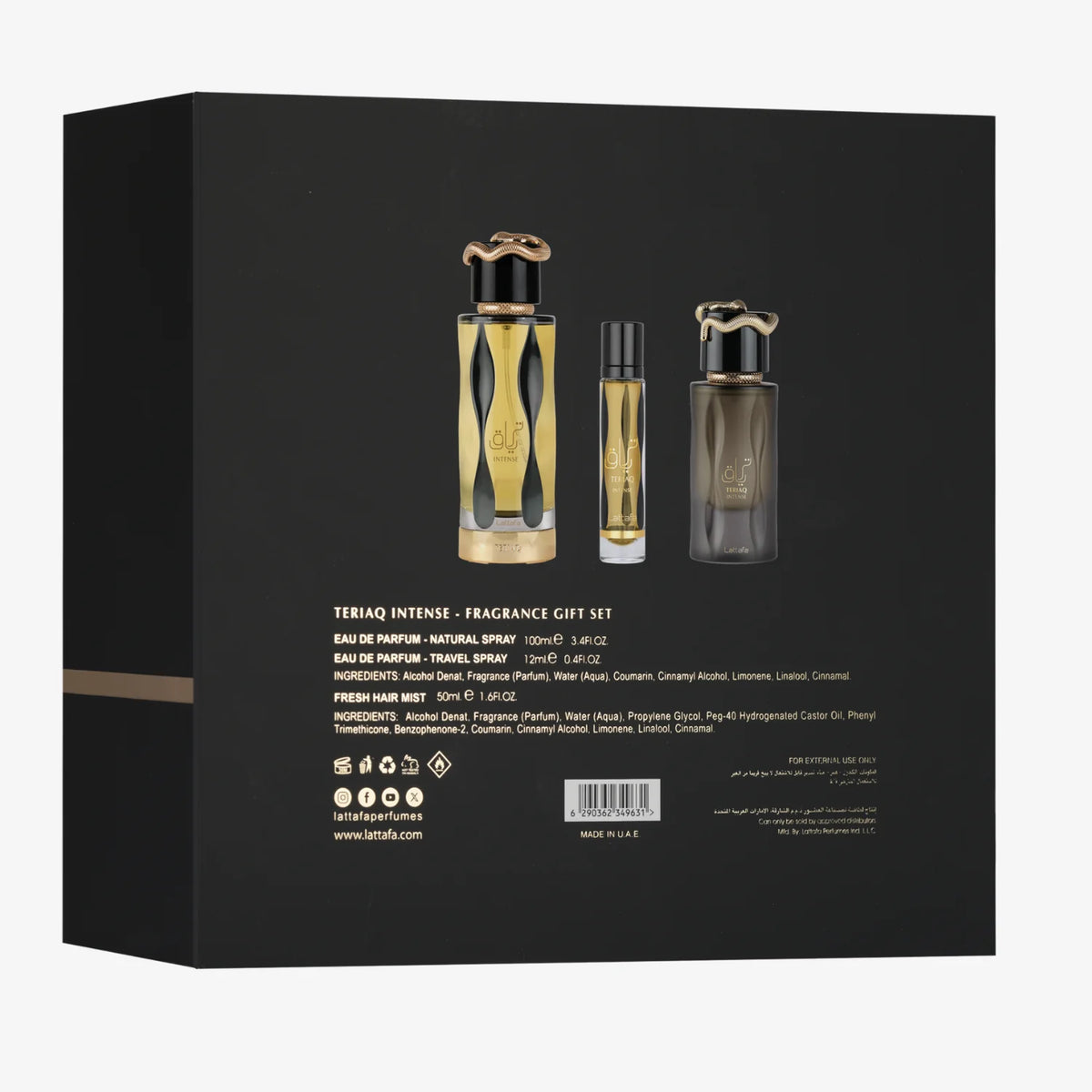 TERIAQ INTENSE GIFT SET BY LATTAFA 100MLS